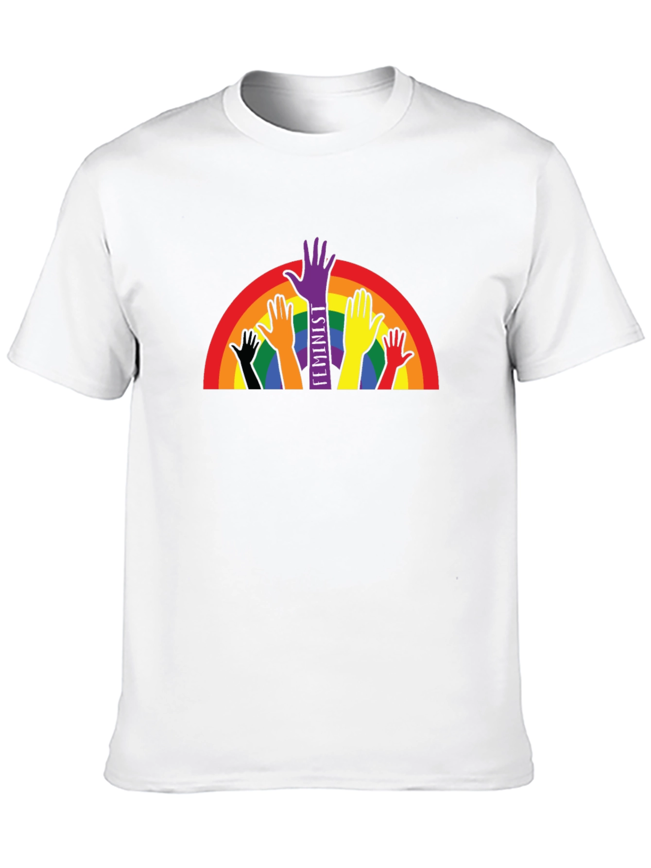 Feminist Pride T-Shirt Rainbow Hands Black