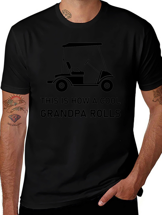 Cool Grandpa Golf Cart Graphic Tee - Black