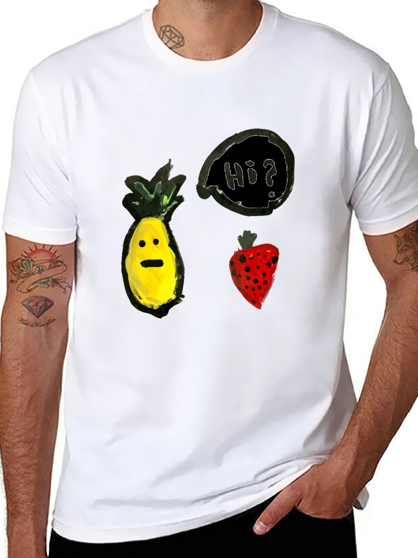 Pineapple & Strawberry Hi? Graphic Tee