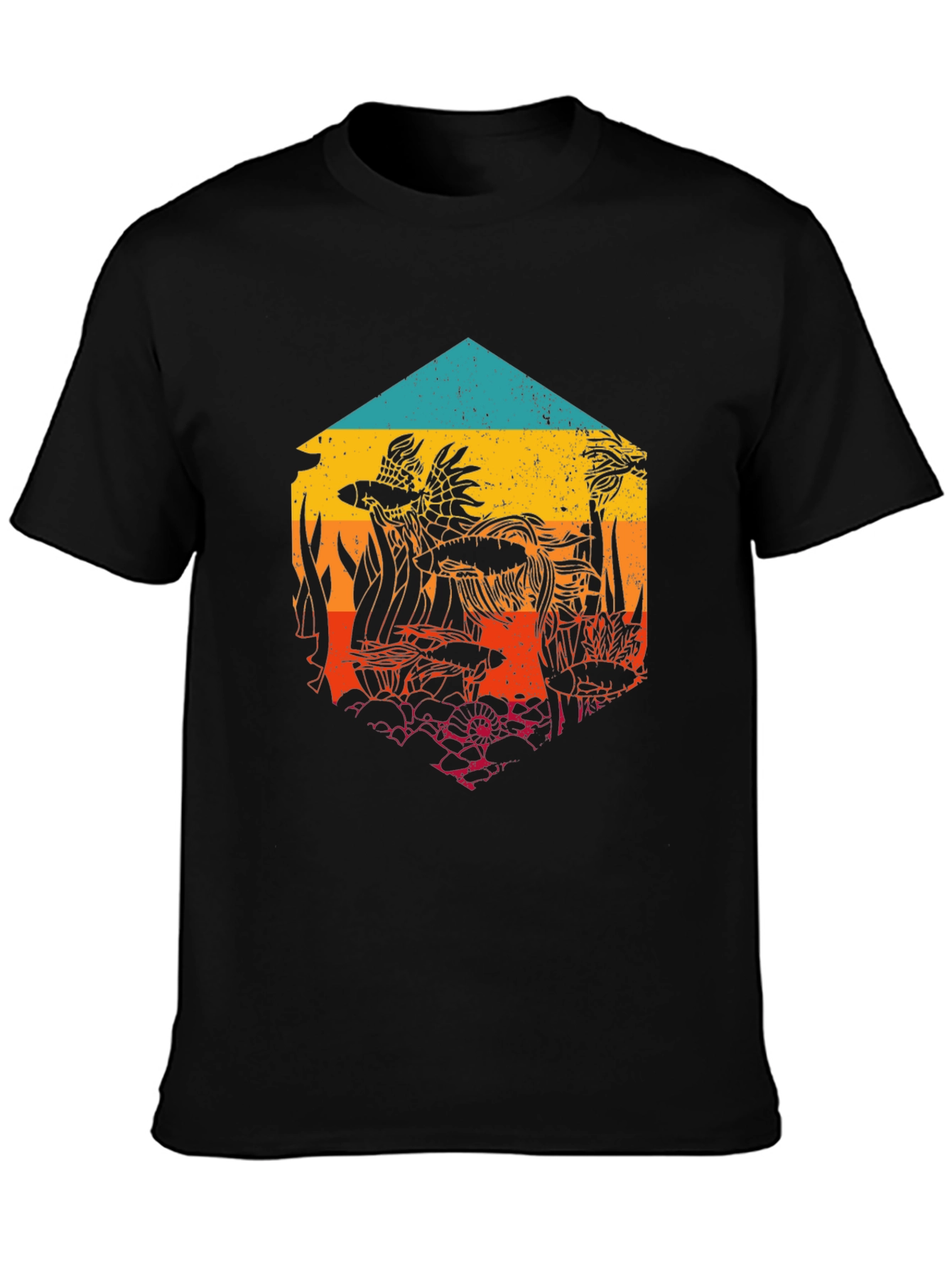 Aquatic Sunset Mens Graphic Tee