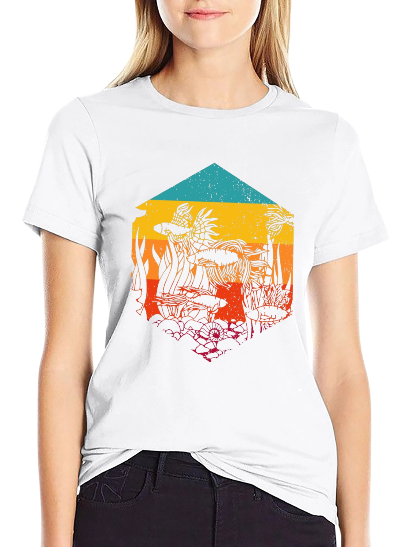 Aquatic Sunset Mens Graphic Tee