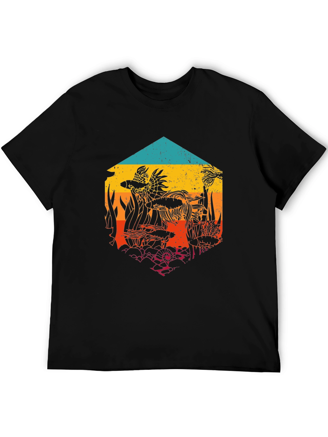 Aquatic Sunset Mens Graphic Tee