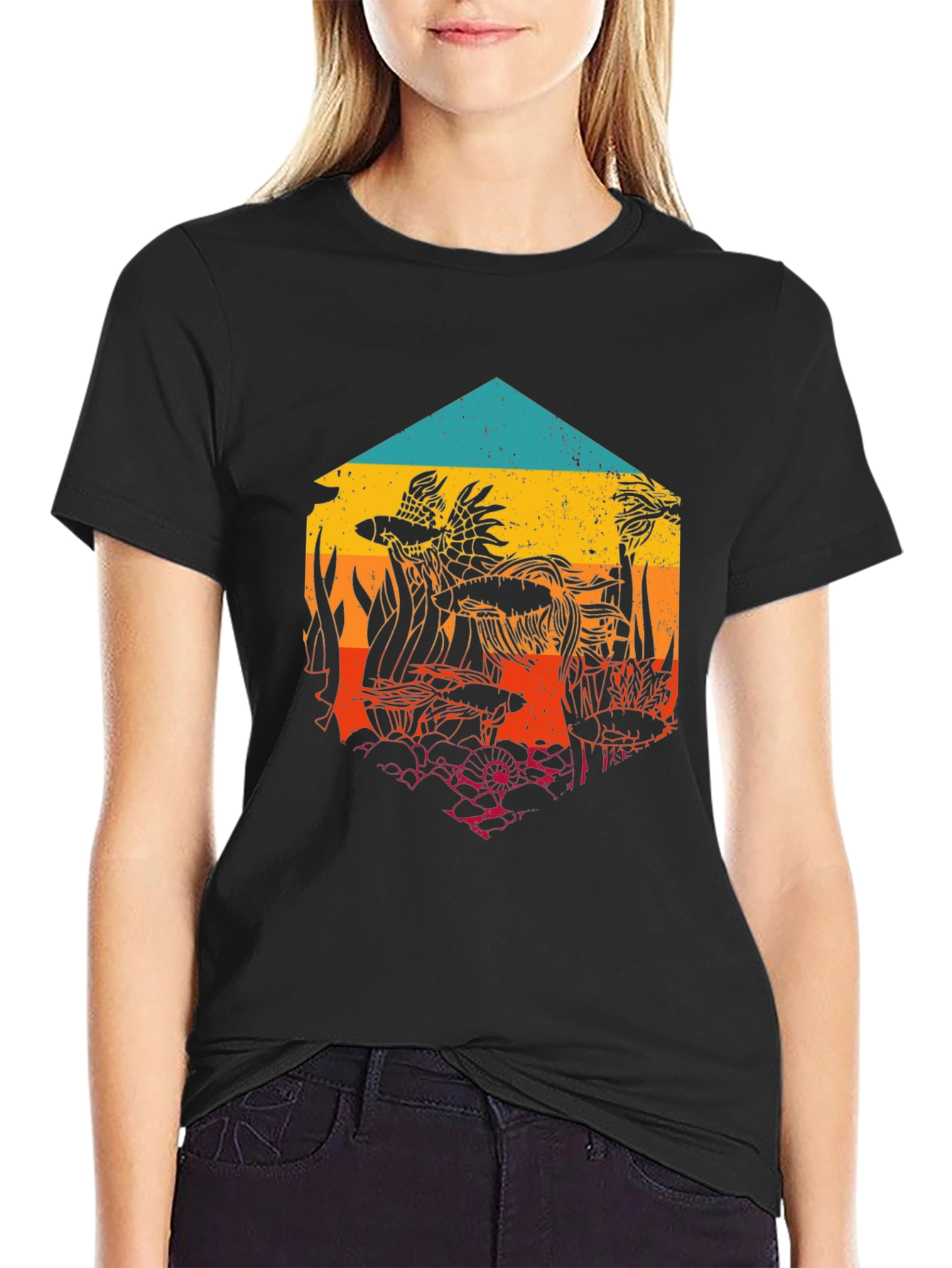 Aquatic Sunset Mens Graphic Tee