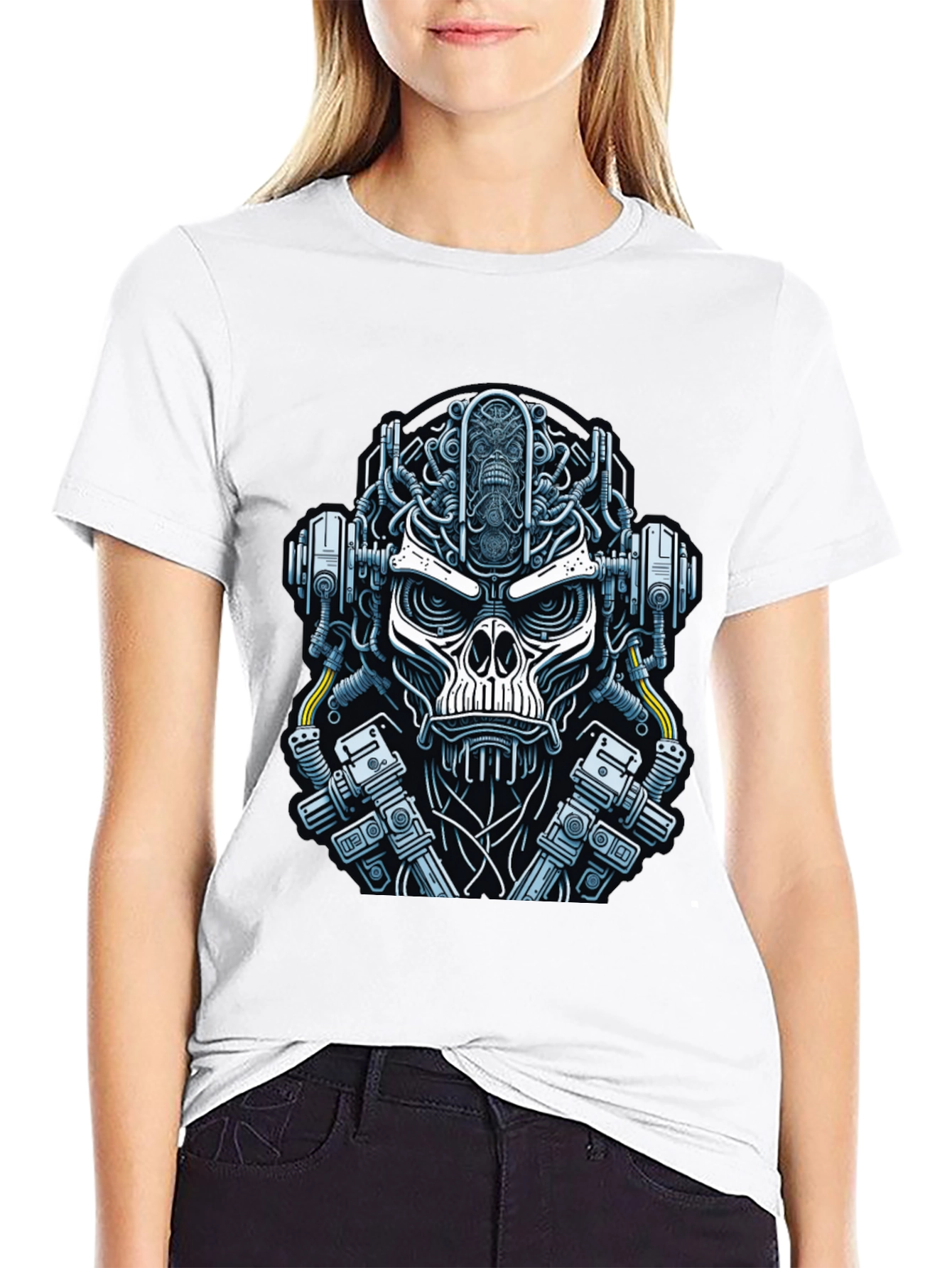Cyberpunk Skull Graphic T-Shirt