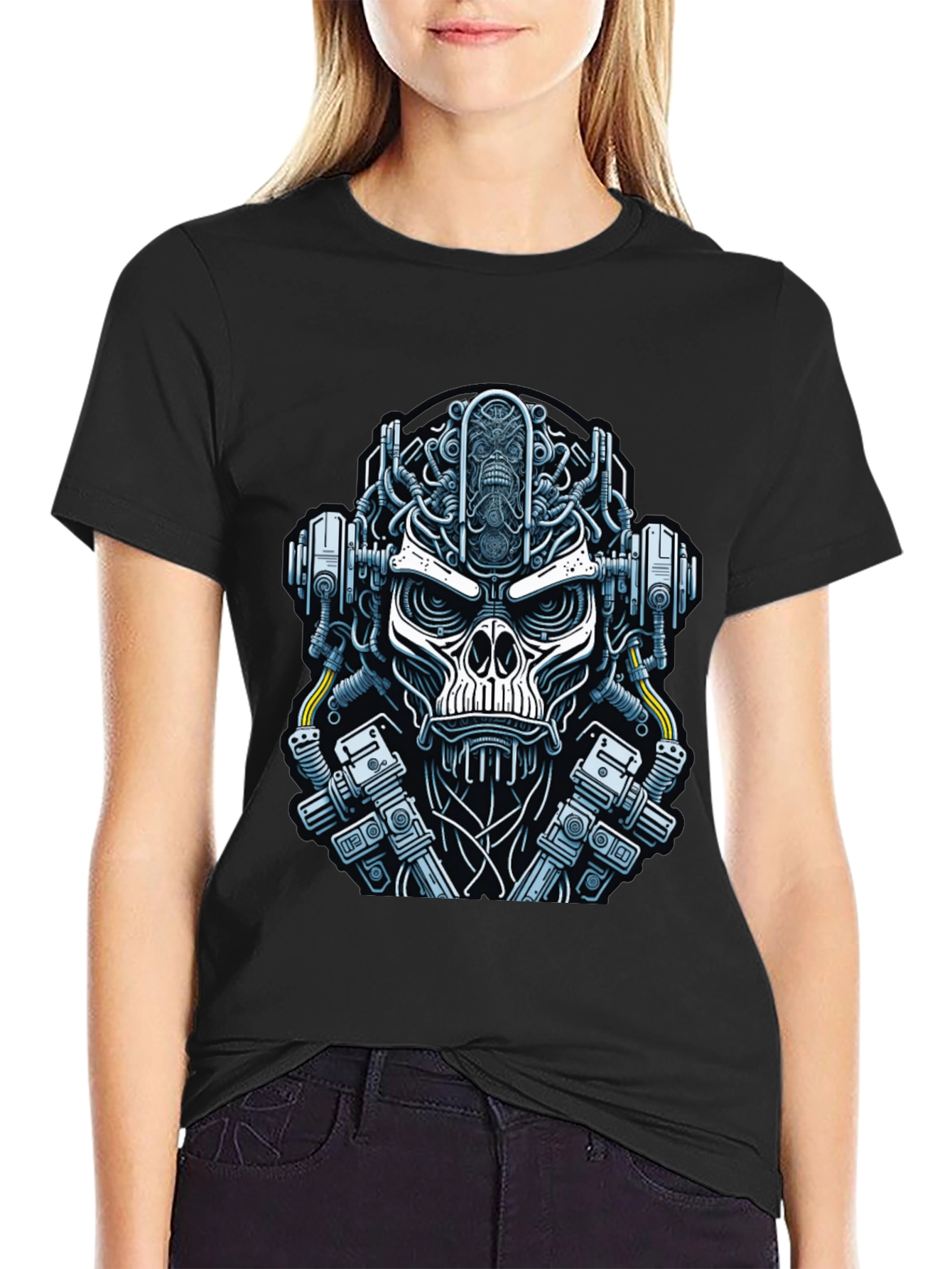 Cyberpunk Skull Graphic T-Shirt
