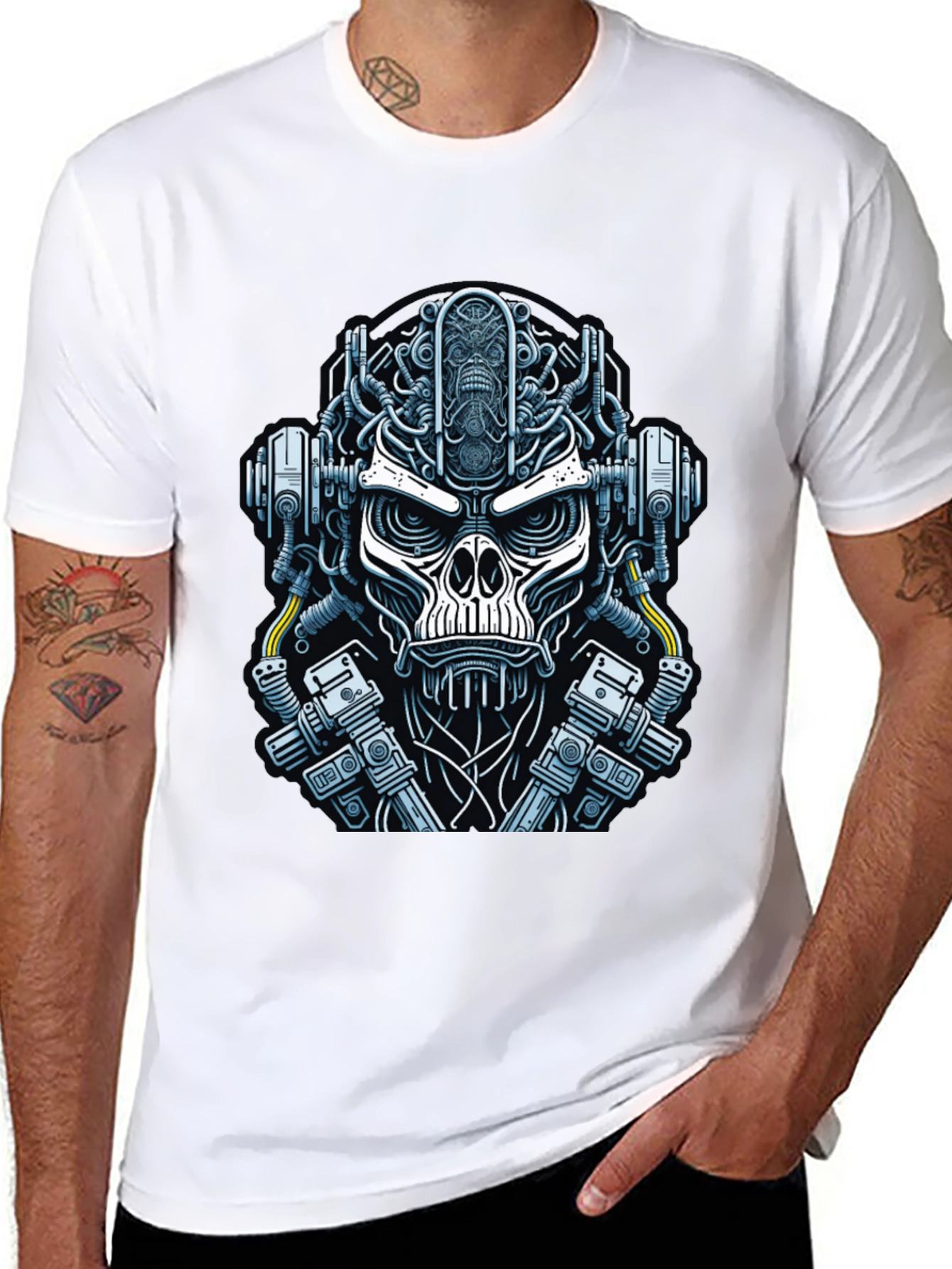Cyberpunk Skull Graphic T-Shirt