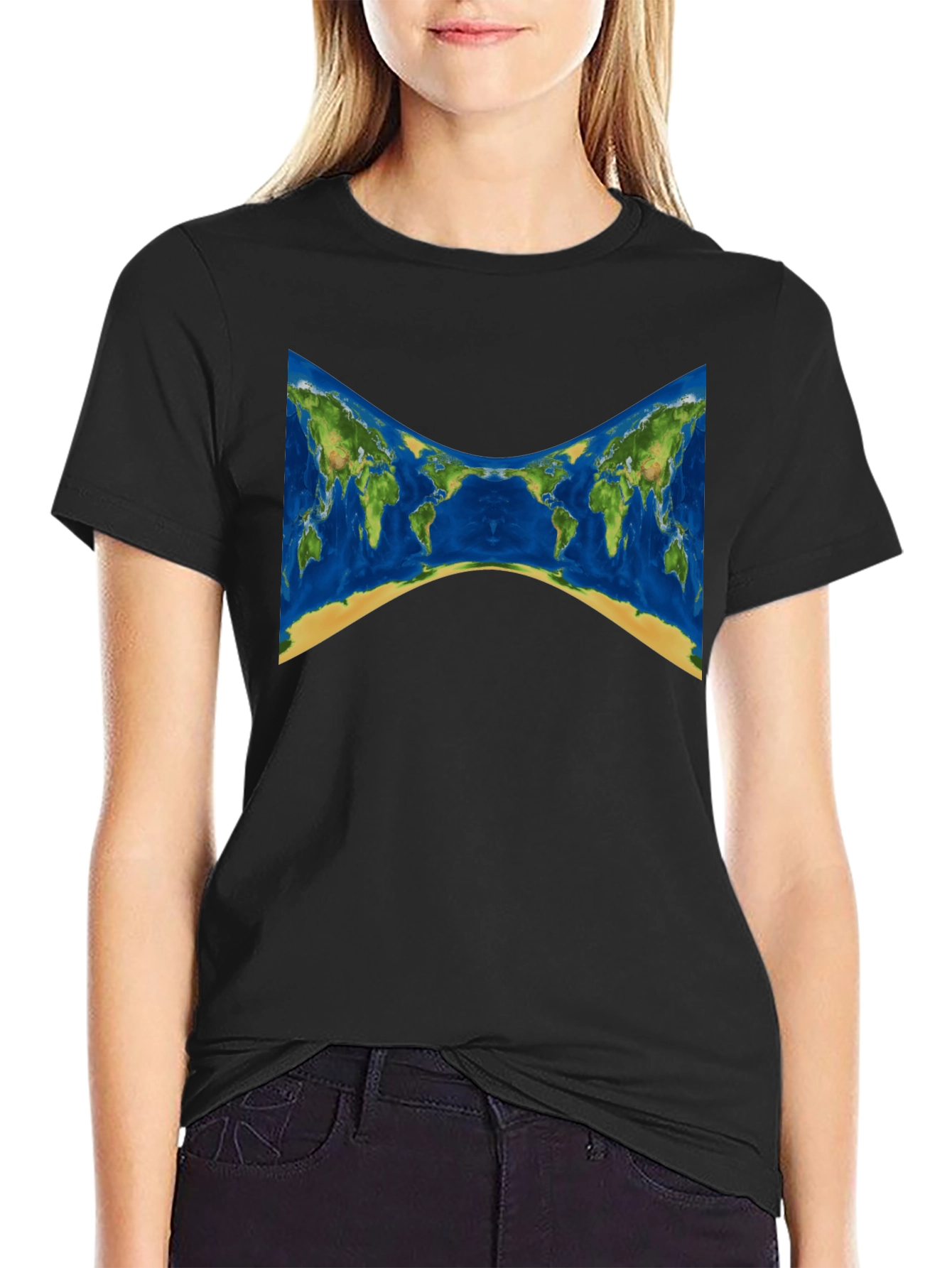 World Map Graphic Tee - Stylish Black T-Shirt