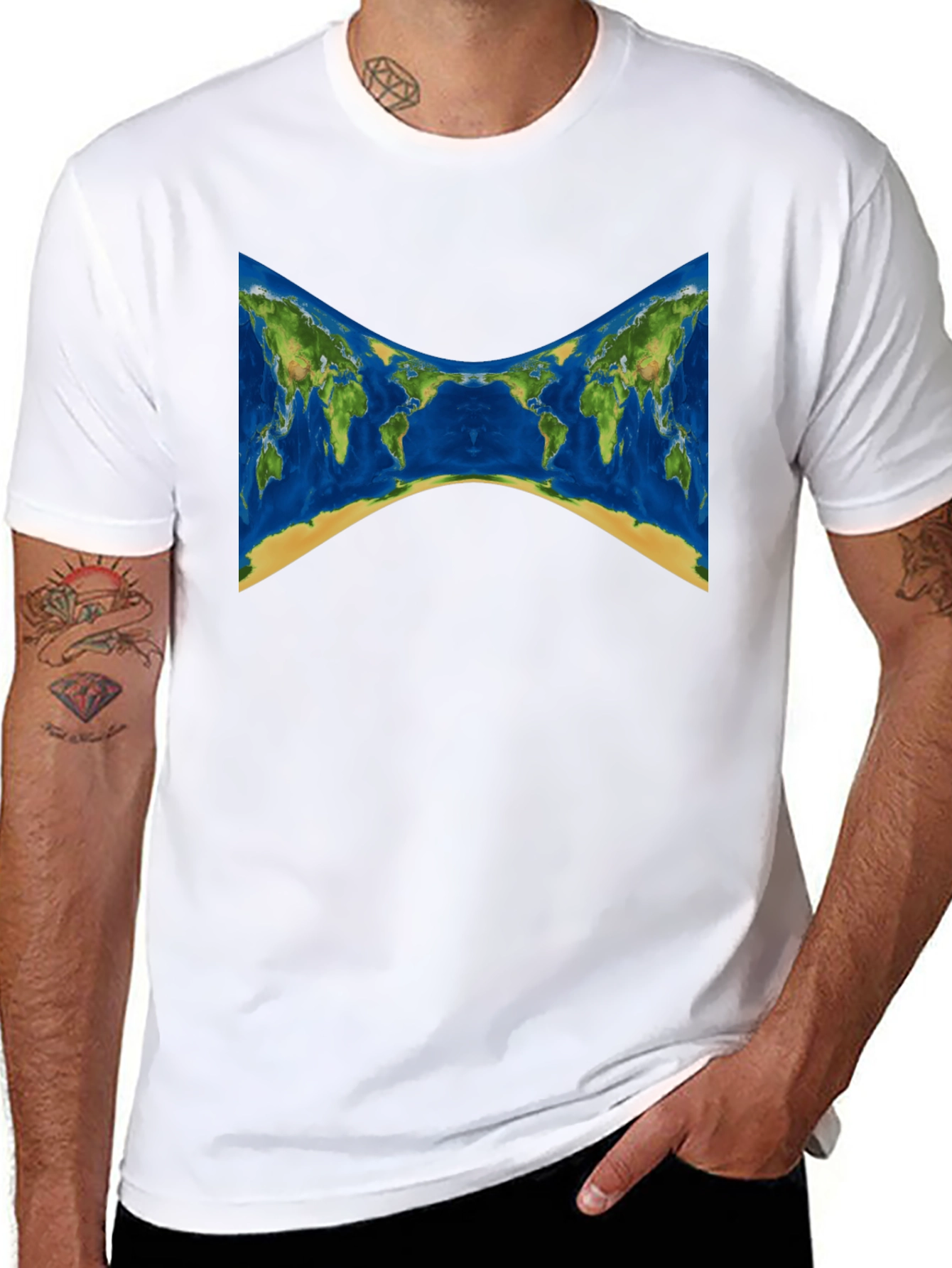 World Map Graphic Tee - Stylish Black T-Shirt