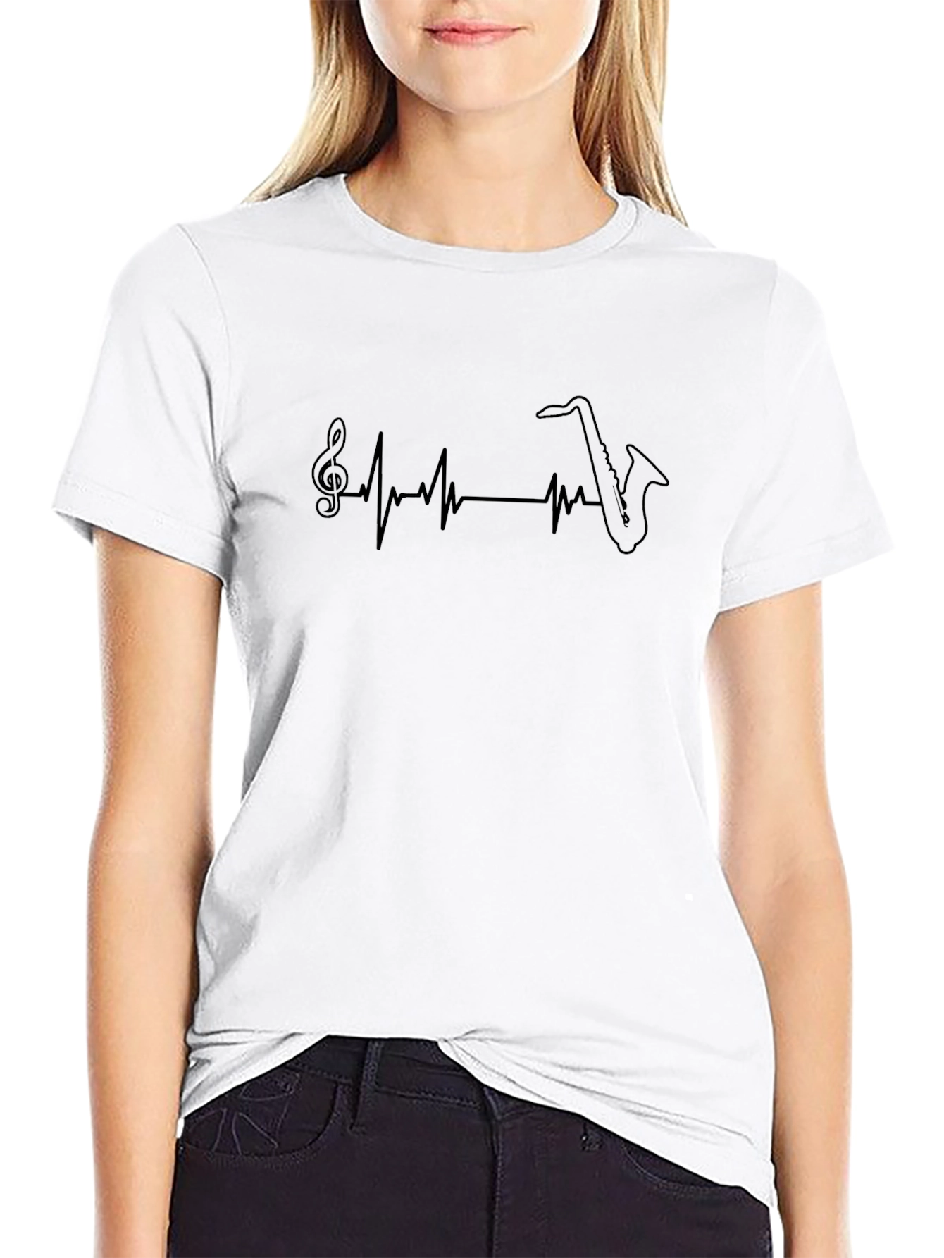 Music Heartbeat Saxophone Graphic Tee