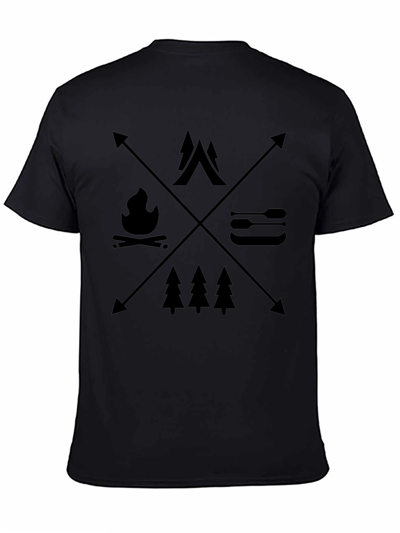 Camping Adventure Graphic T-Shirt - Black
