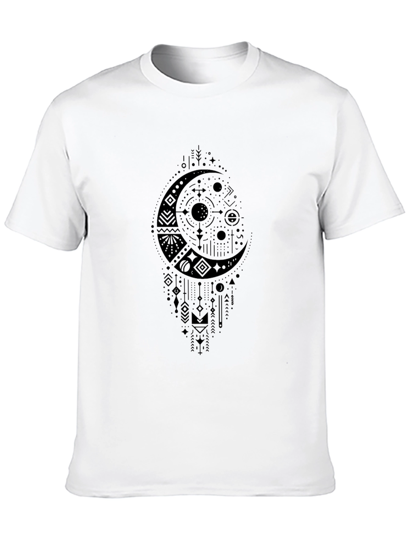 Mens Black Graphic Moon T-Shirt