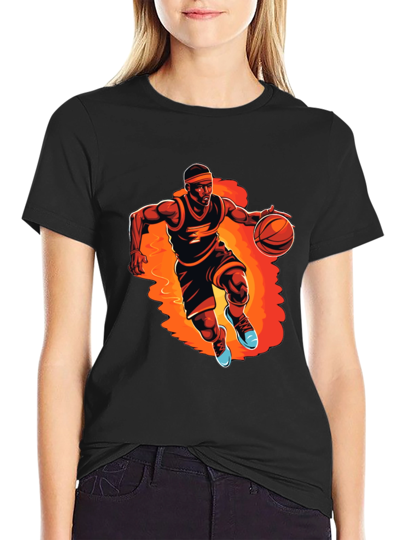 Basketball Player Graphic Tee - Black