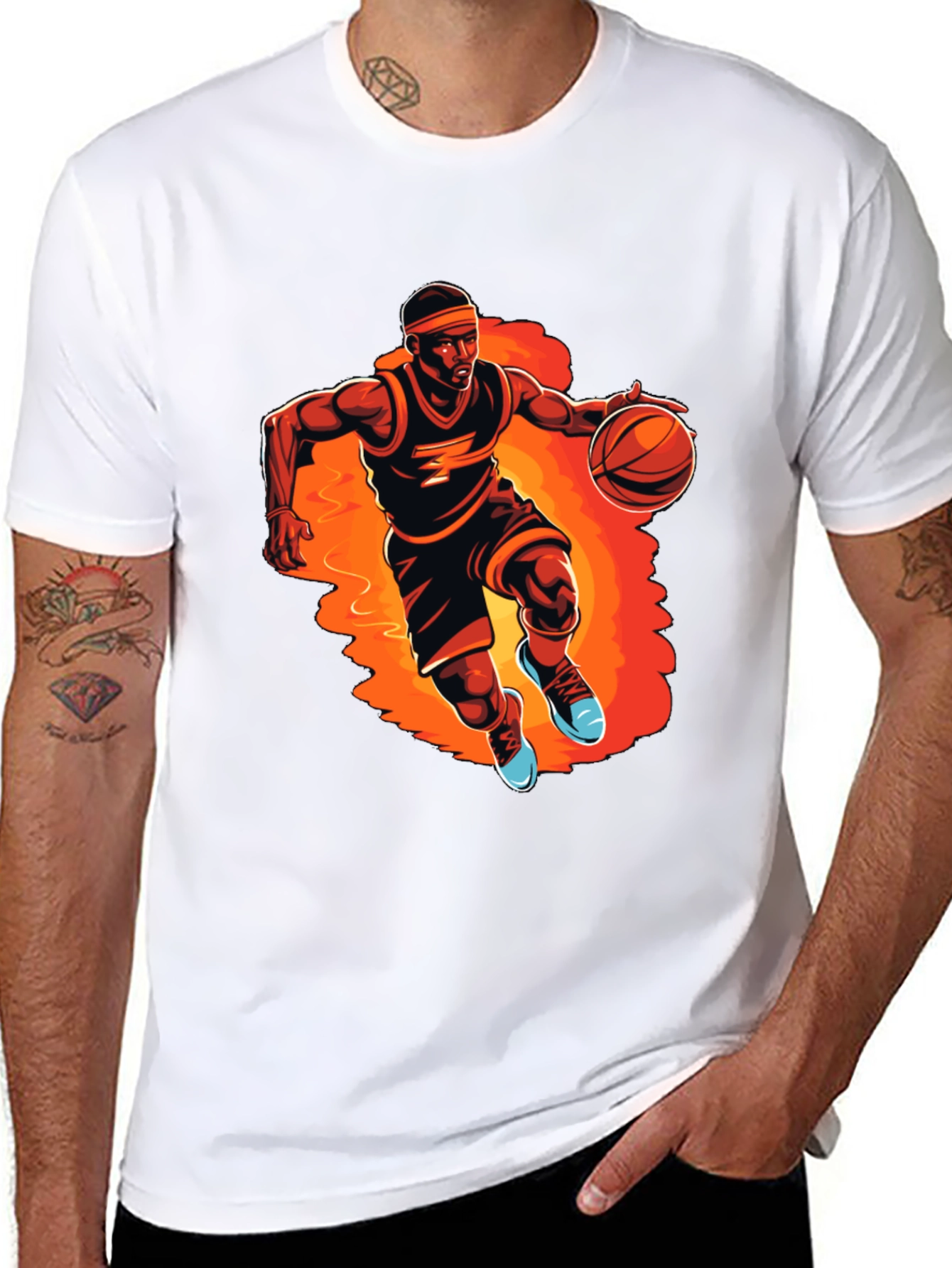 Basketball Player Graphic Tee - Black