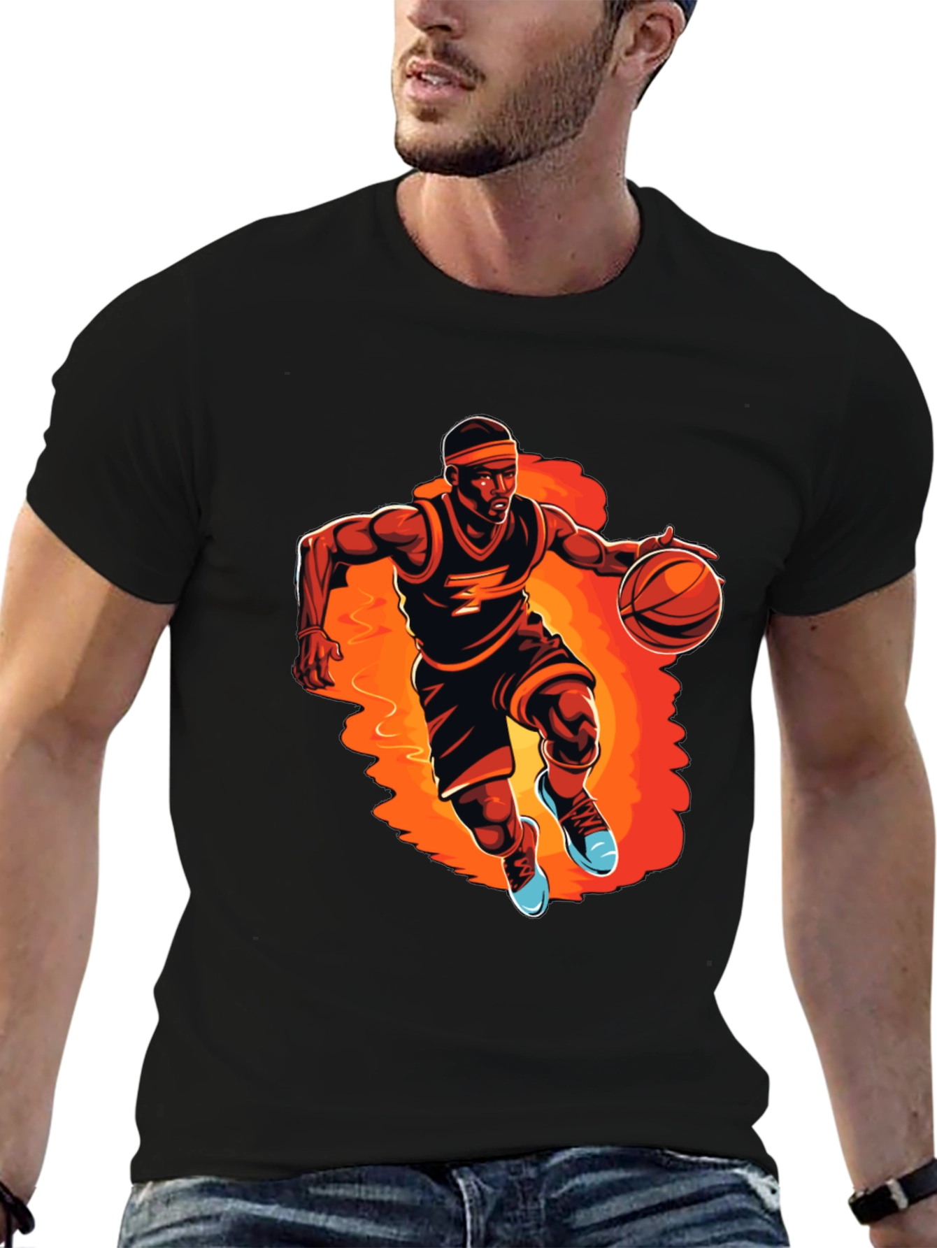 Basketball Player Graphic Tee - Black