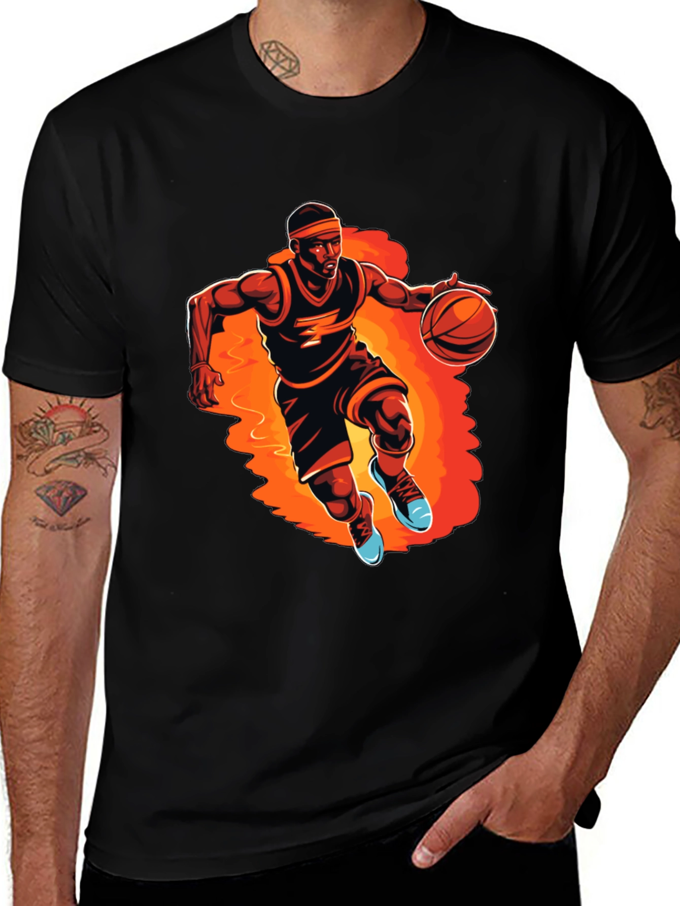 Basketball Player Graphic Tee - Black