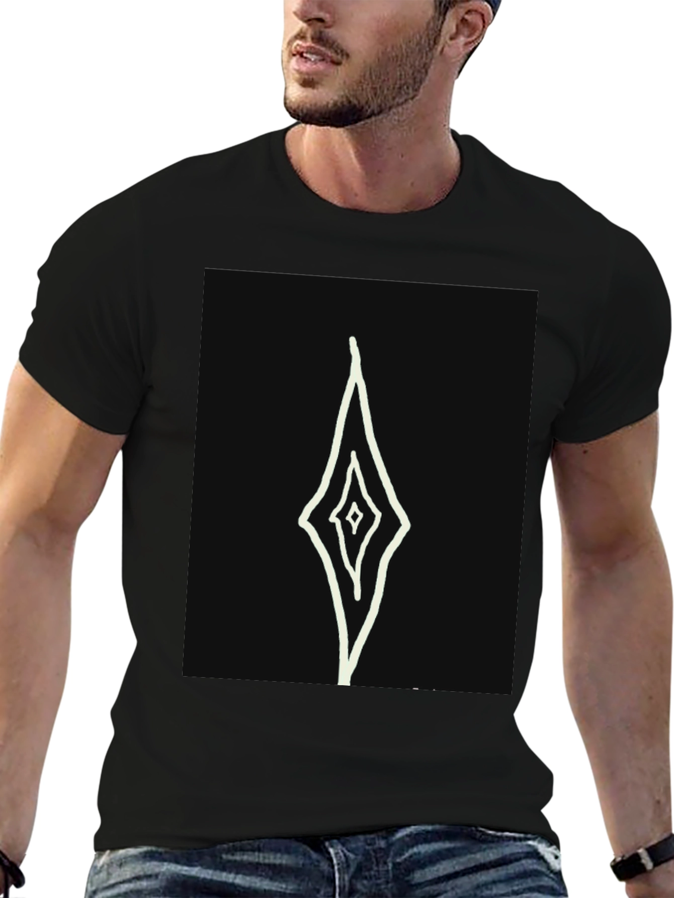 Abstract Diamond Graphic Black T-Shirt