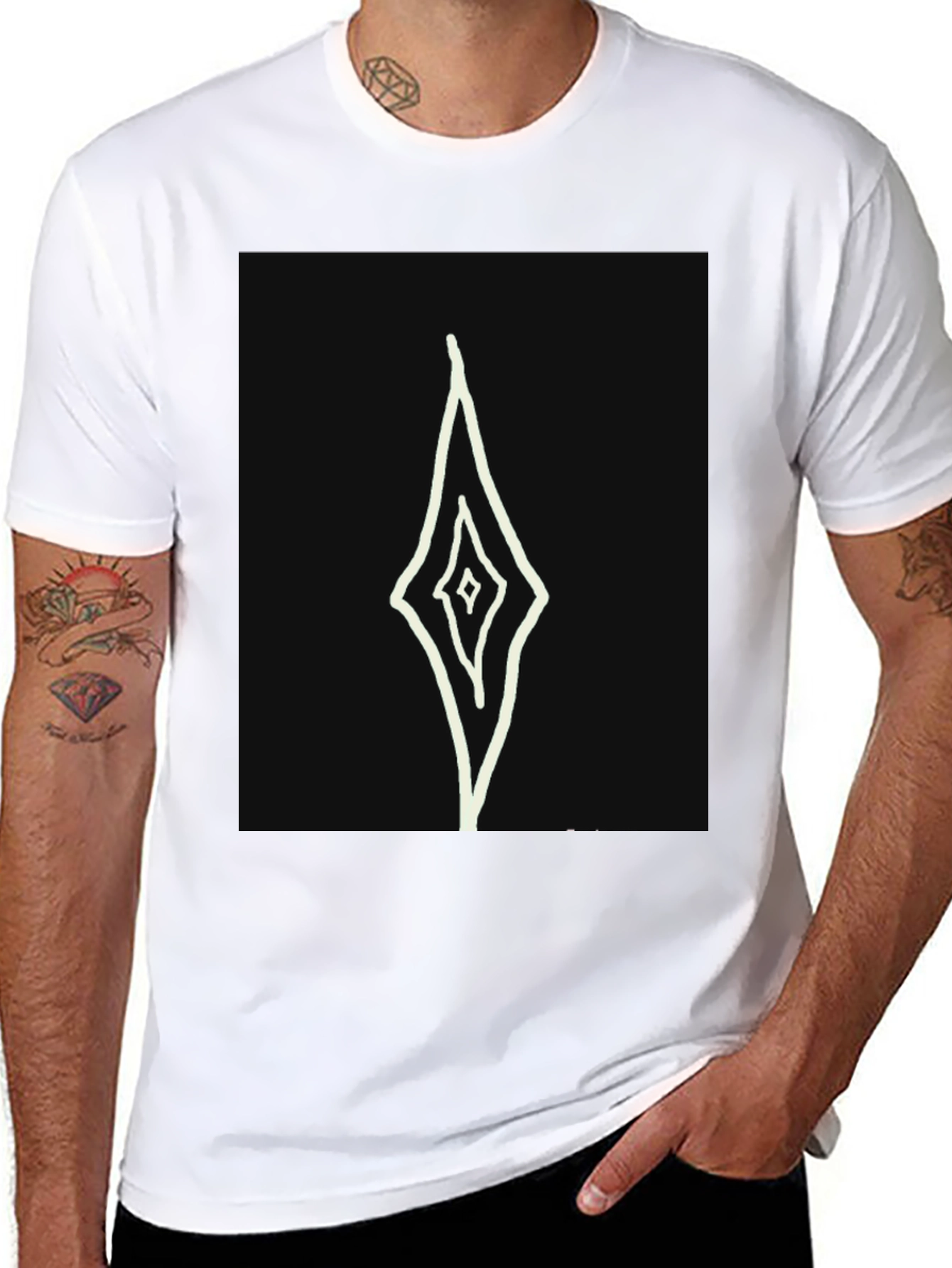 Abstract Diamond Graphic Black T-Shirt