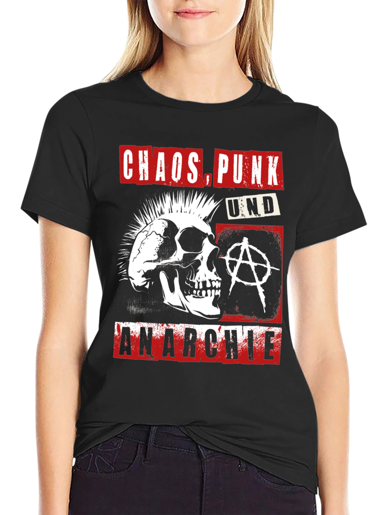Chaos Punk Anarchie Skull Graphic T-Shirt
