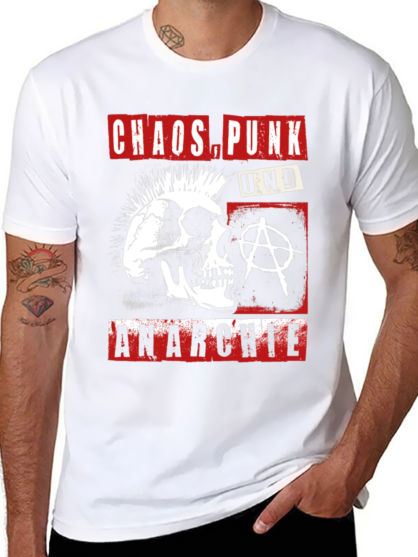 Chaos Punk Anarchie Skull Graphic T-Shirt