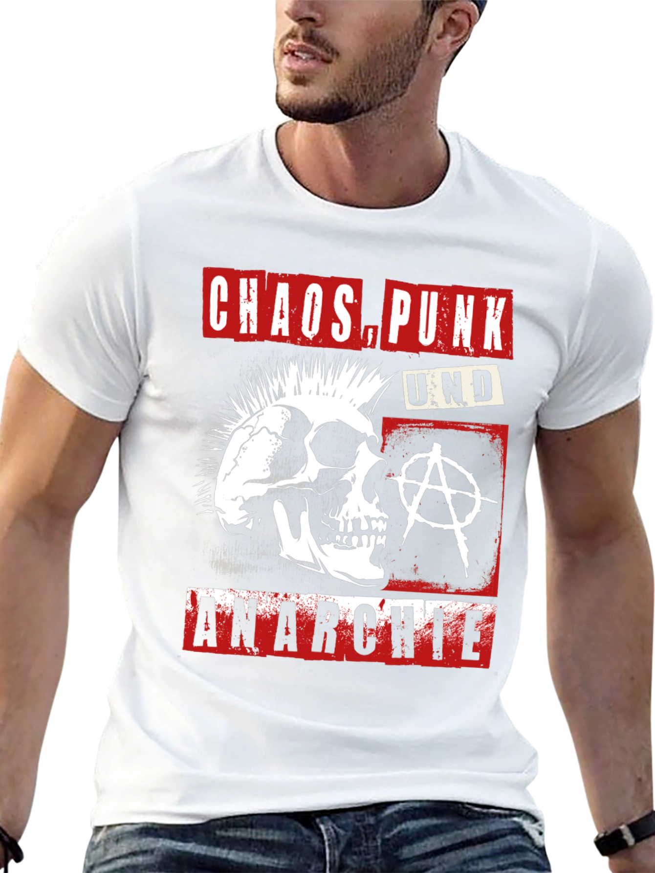 Chaos Punk Anarchie Skull Graphic T-Shirt