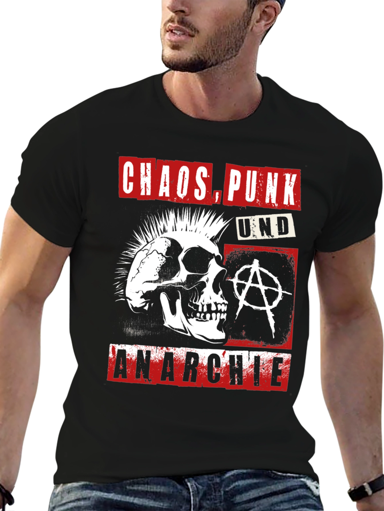 Chaos Punk Anarchie Skull Graphic T-Shirt