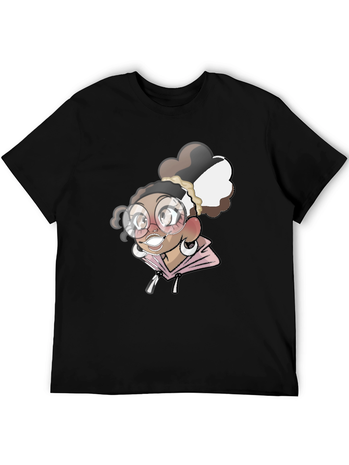 Cartoon Girl Black T-Shirt