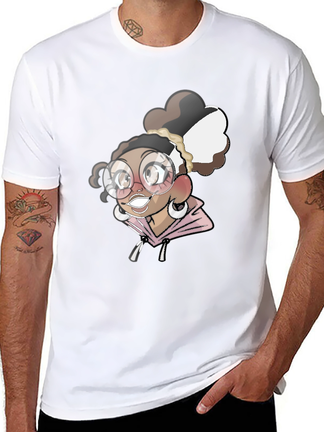 Cartoon Girl Black T-Shirt