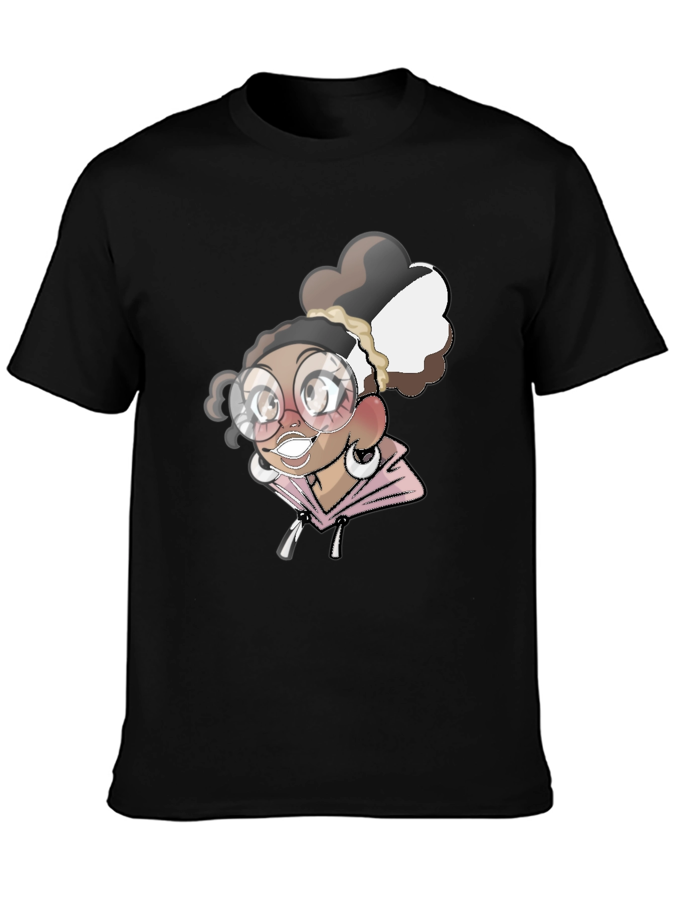 Cartoon Girl Black T-Shirt