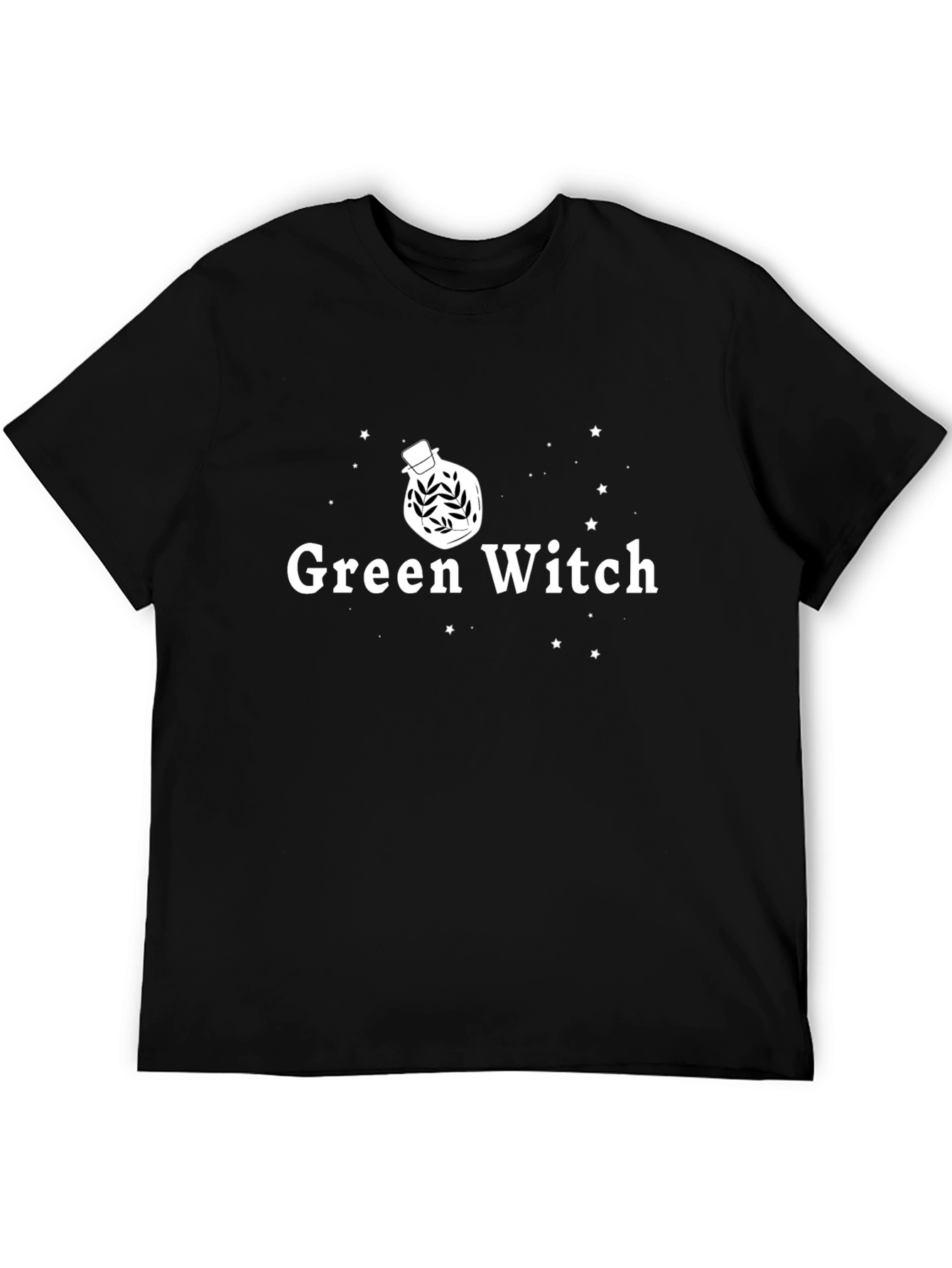 Green Witch Graphic Tee - Black Cotton T-Shirt