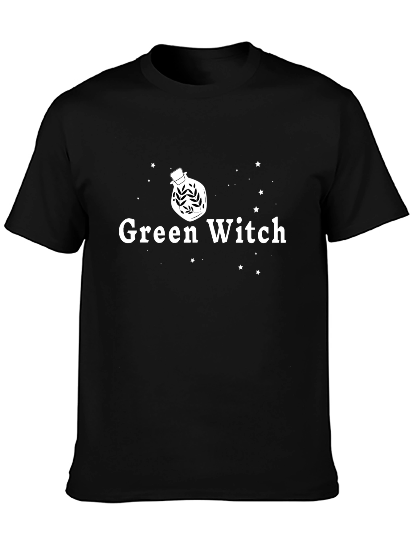 Green Witch Graphic Tee - Black Cotton T-Shirt