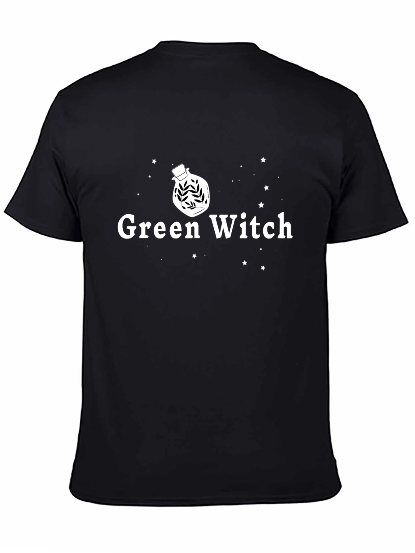 Green Witch Graphic Tee - Black Cotton T-Shirt
