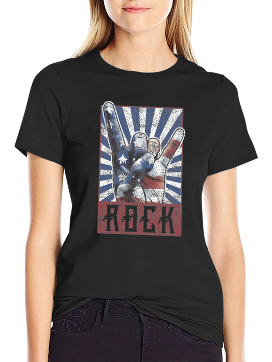American Rock Hand Gesture Graphic T-Shirt