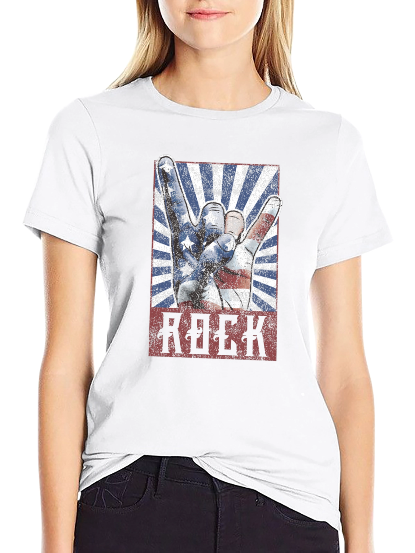 American Rock Hand Gesture Graphic T-Shirt