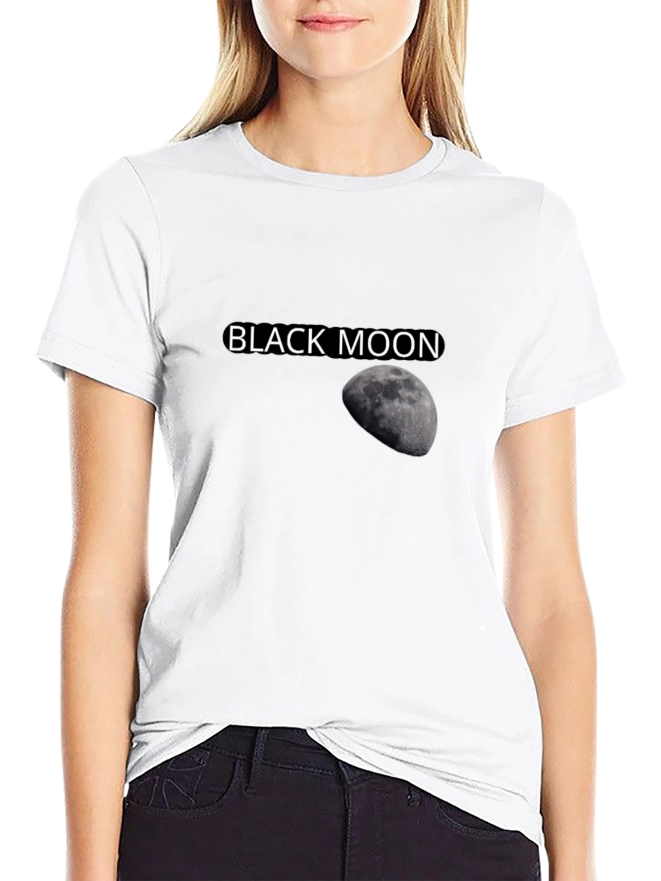 Black Moon Graphic Tee - Stylish Cotton T-Shirt