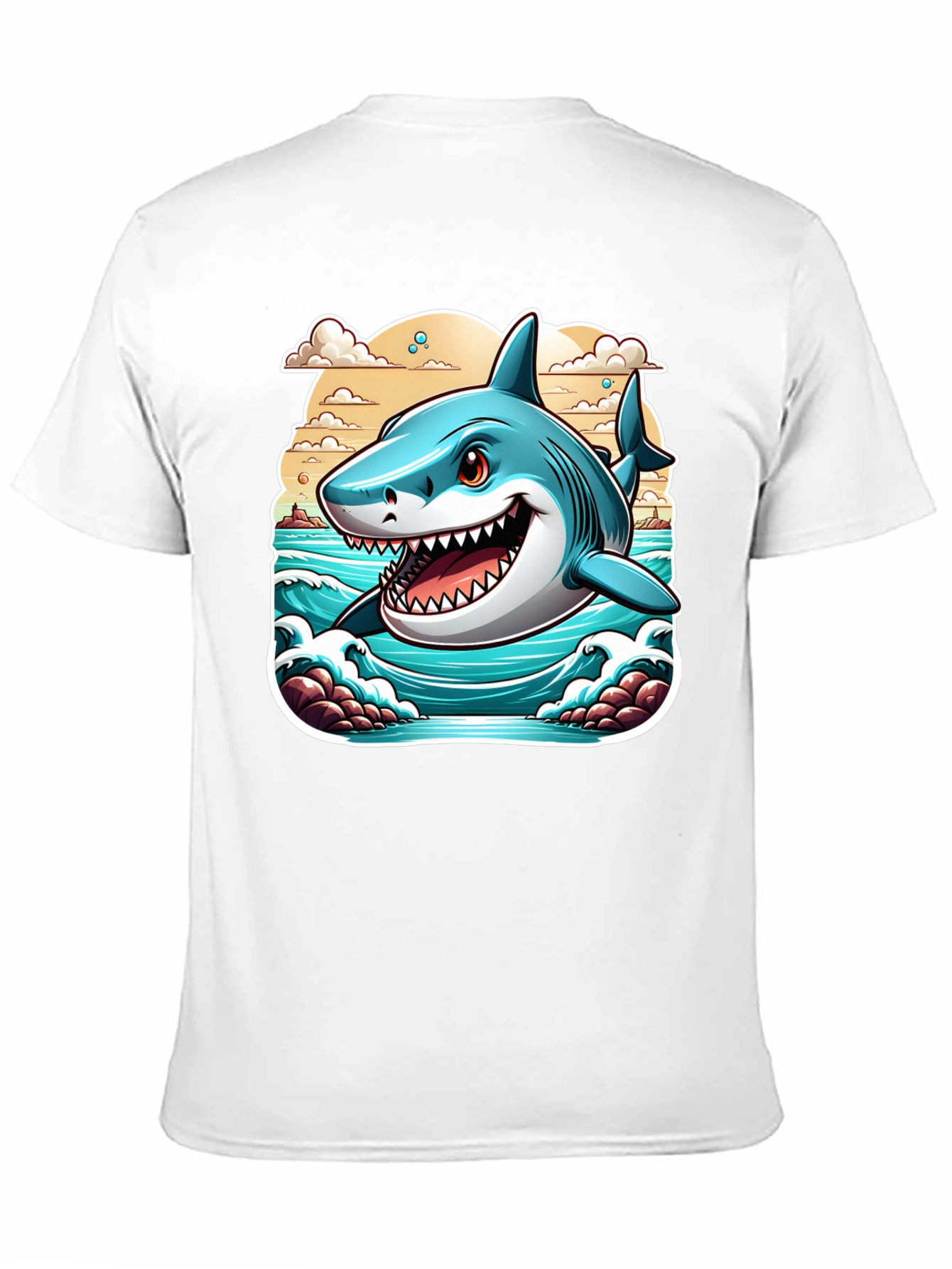Shark Graphic Print Tee - Cool Cartoon Ocean Design