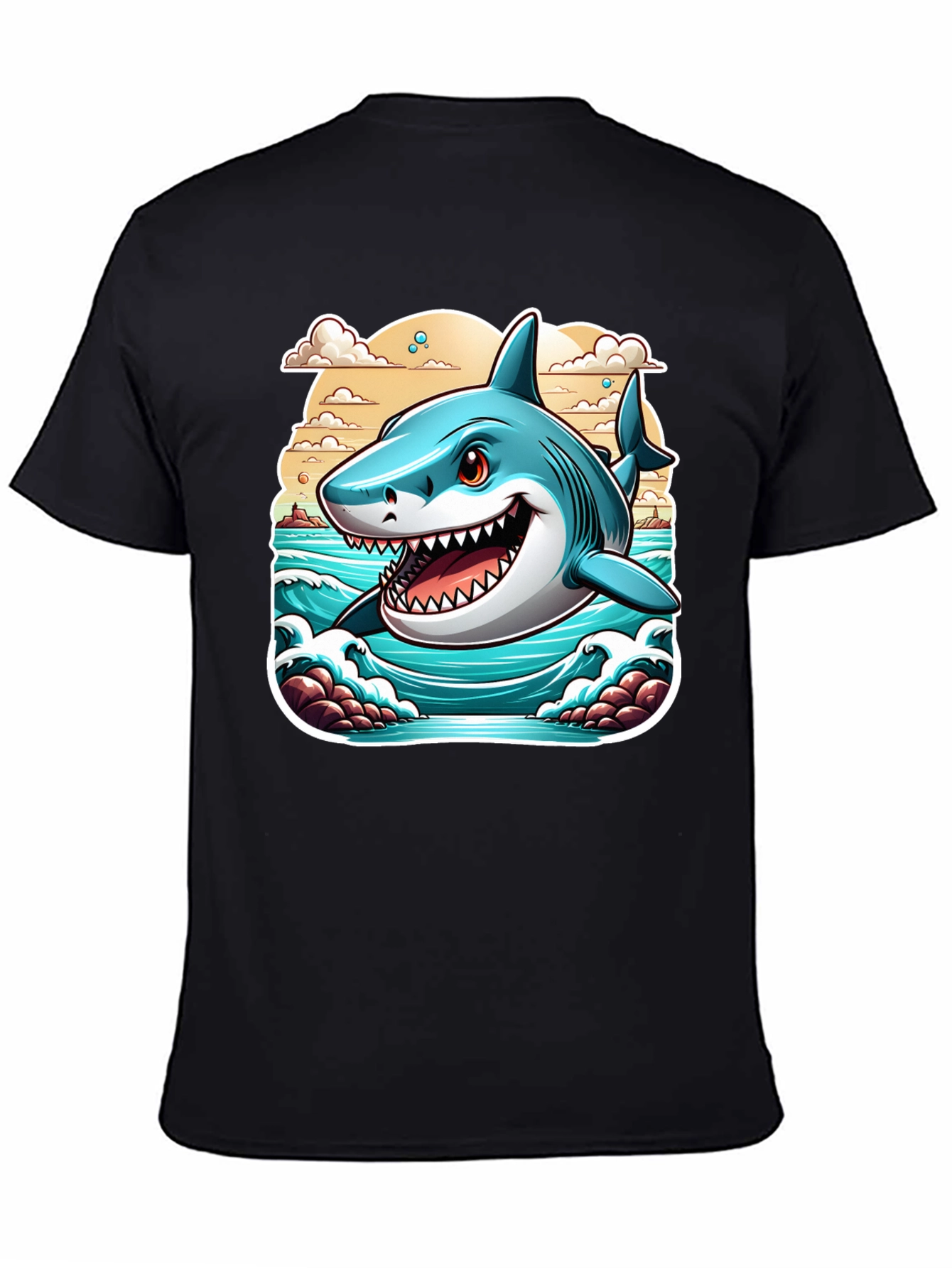 Shark Graphic Print Tee - Cool Cartoon Ocean Design