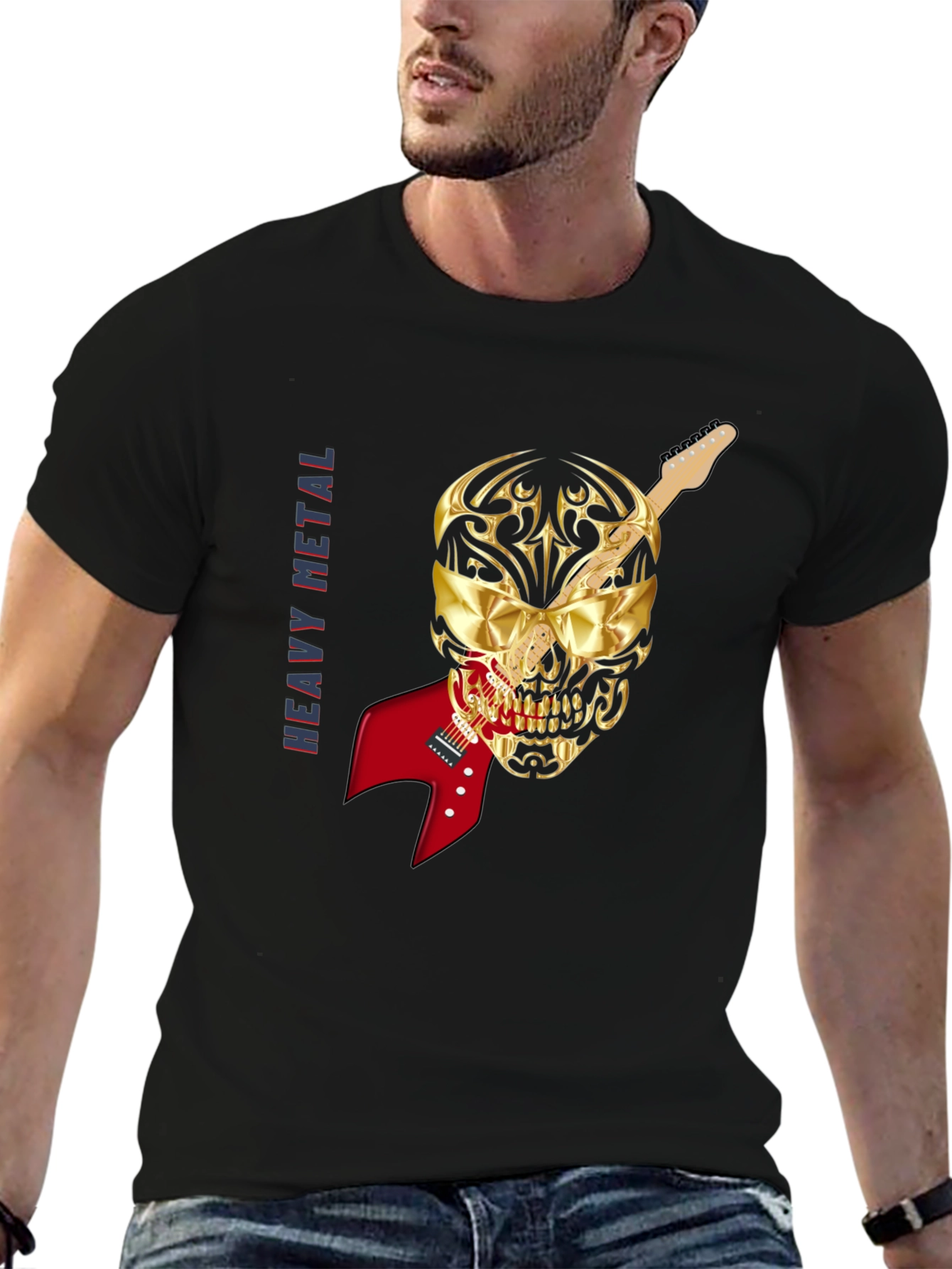 Heavy Metal Skull Guitar T-Shirt
