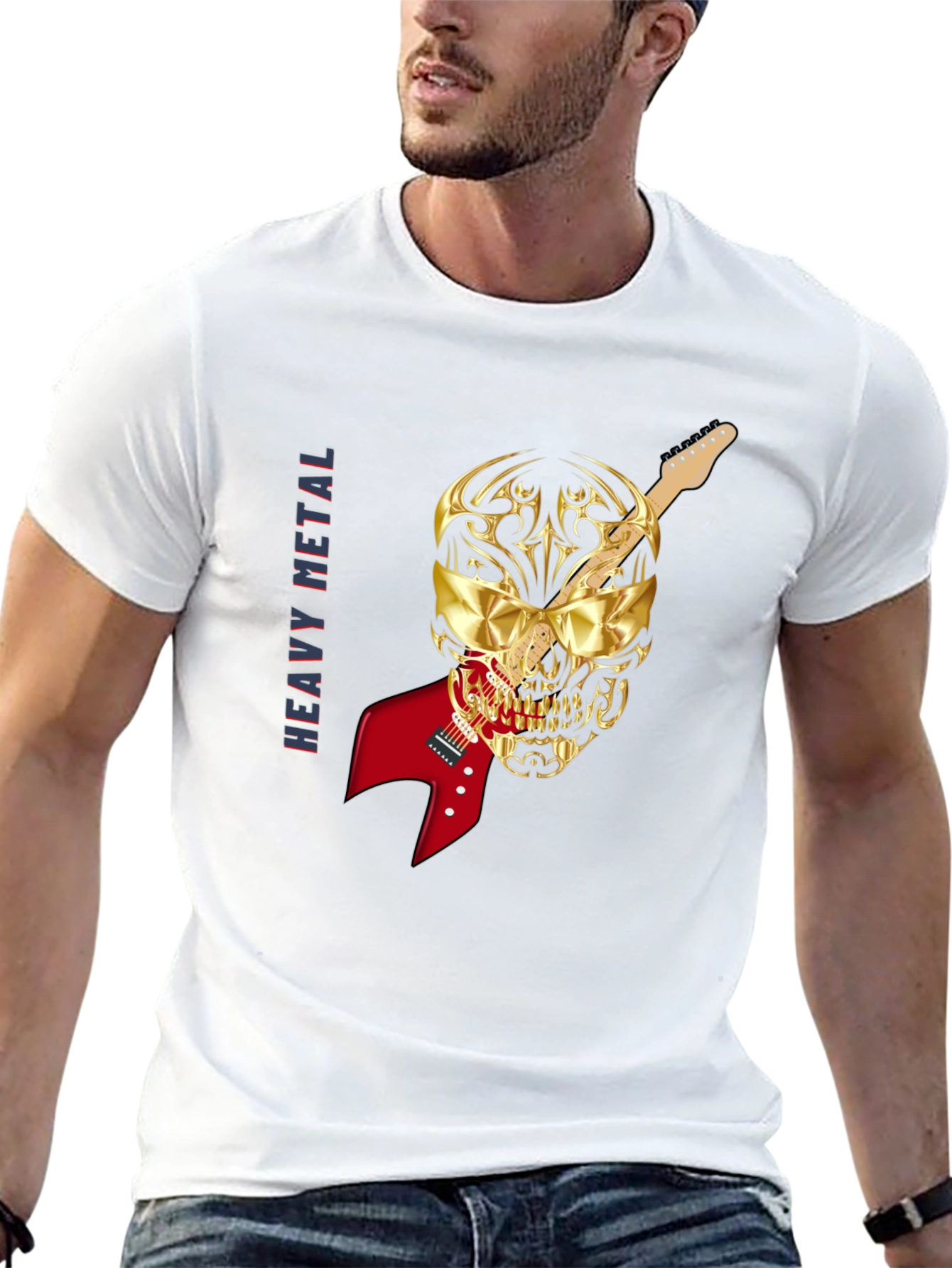 Heavy Metal Skull Guitar T-Shirt