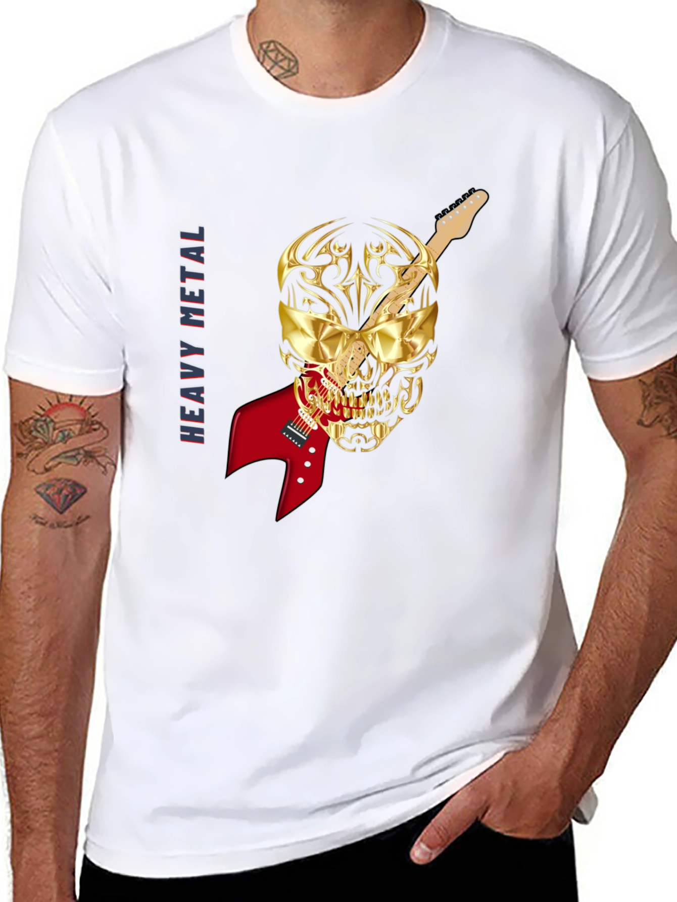 Heavy Metal Skull Guitar T-Shirt