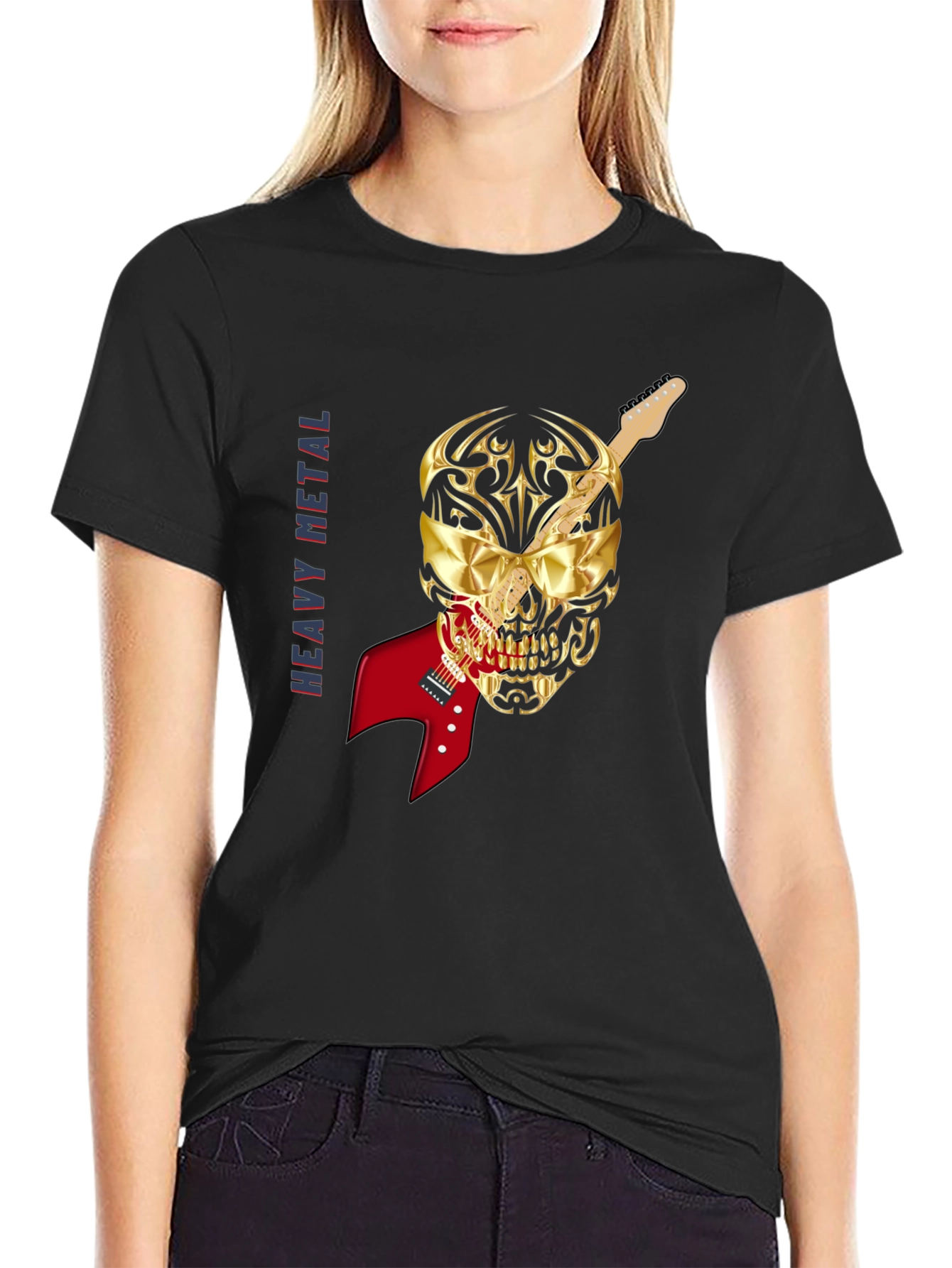 Heavy Metal Skull Guitar T-Shirt