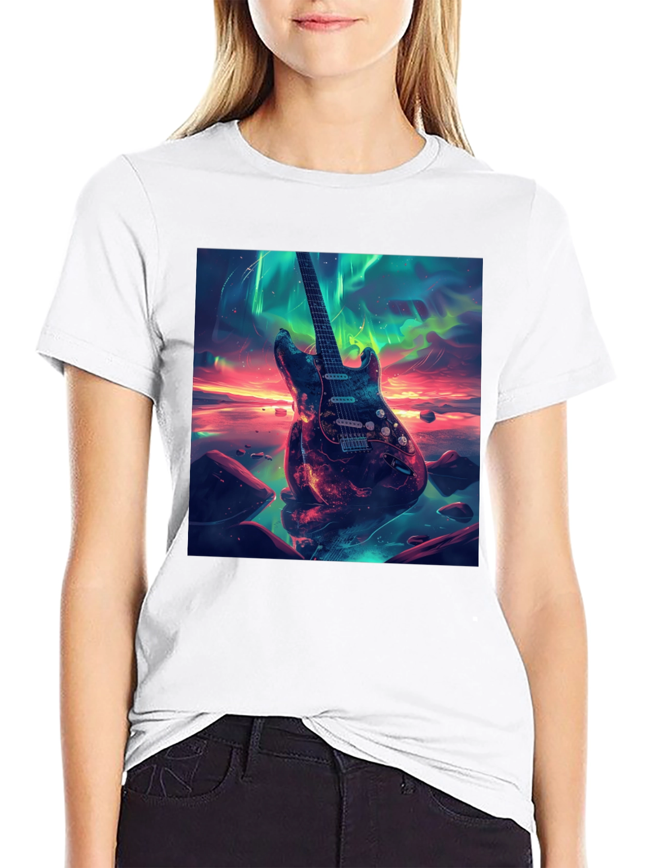 Guitar Nebula Graphic Tee - Black Cotton