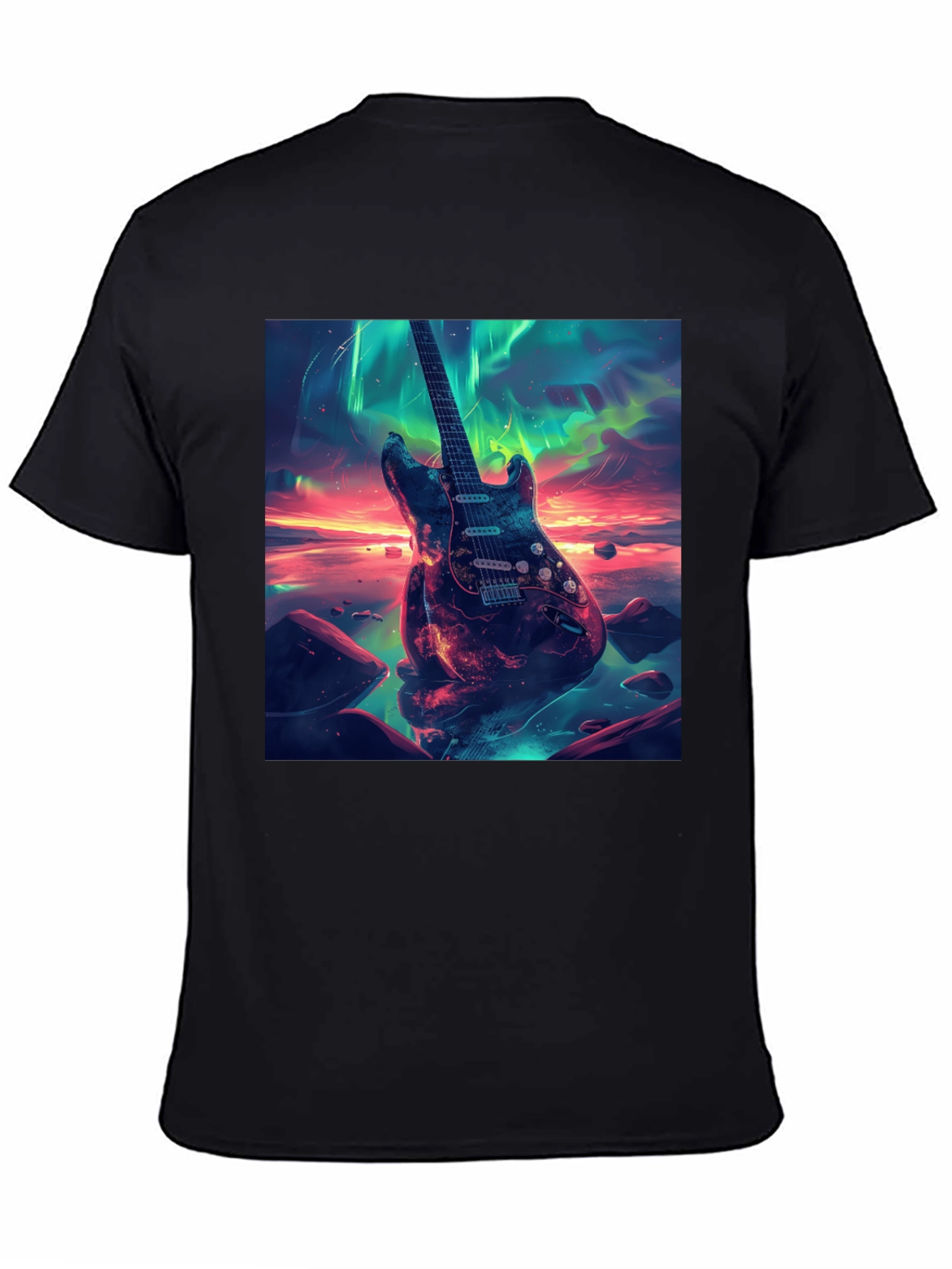 Guitar Nebula Graphic Tee - Black Cotton