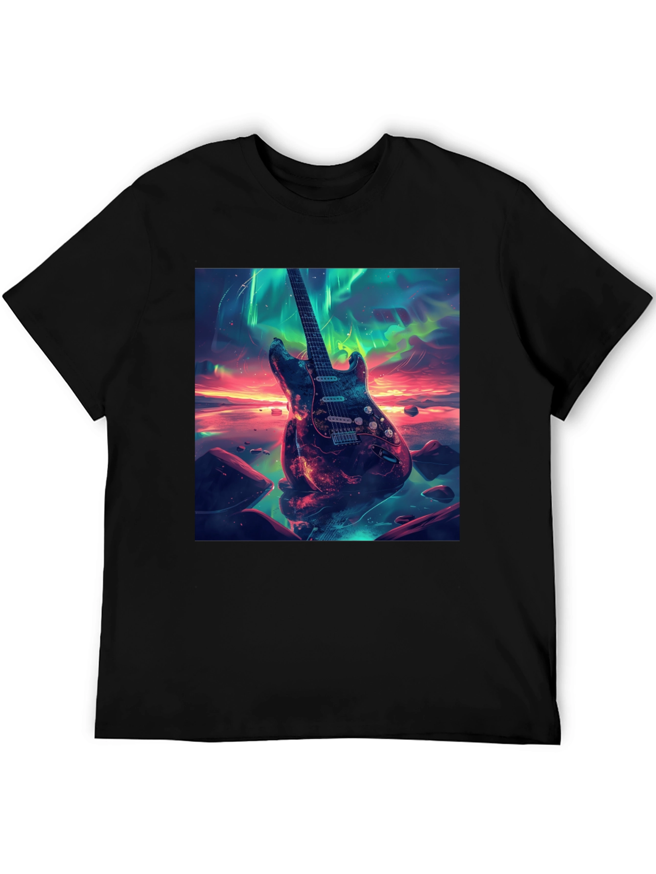 Guitar Nebula Graphic Tee - Black Cotton