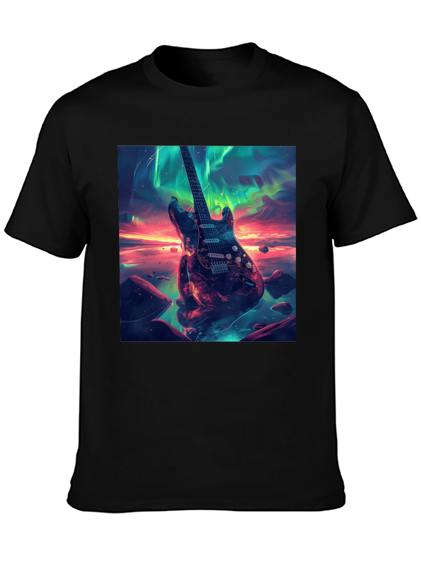 Guitar Nebula Graphic Tee - Black Cotton