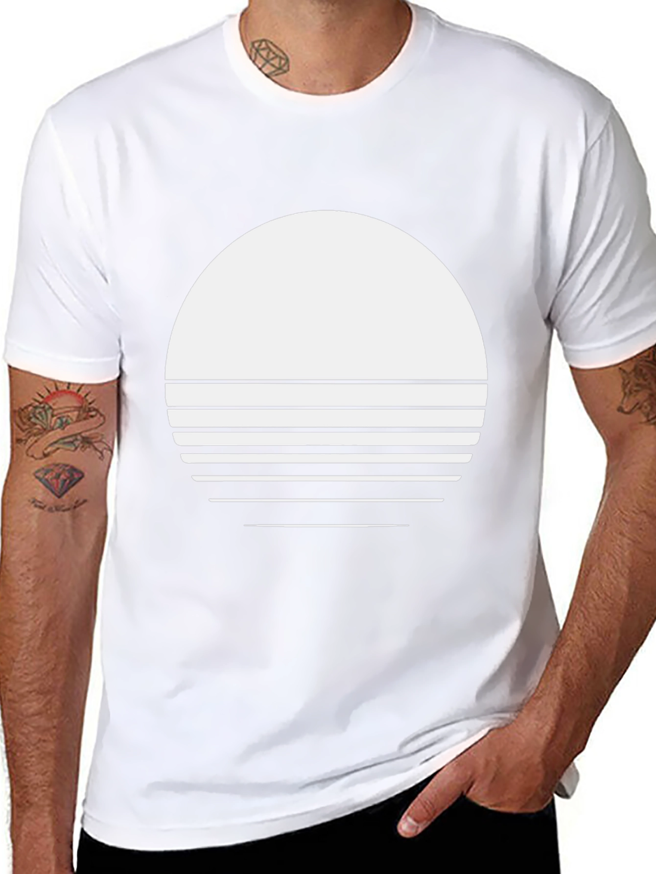 Retro Sunset Graphic Tee - Black Crew Neck