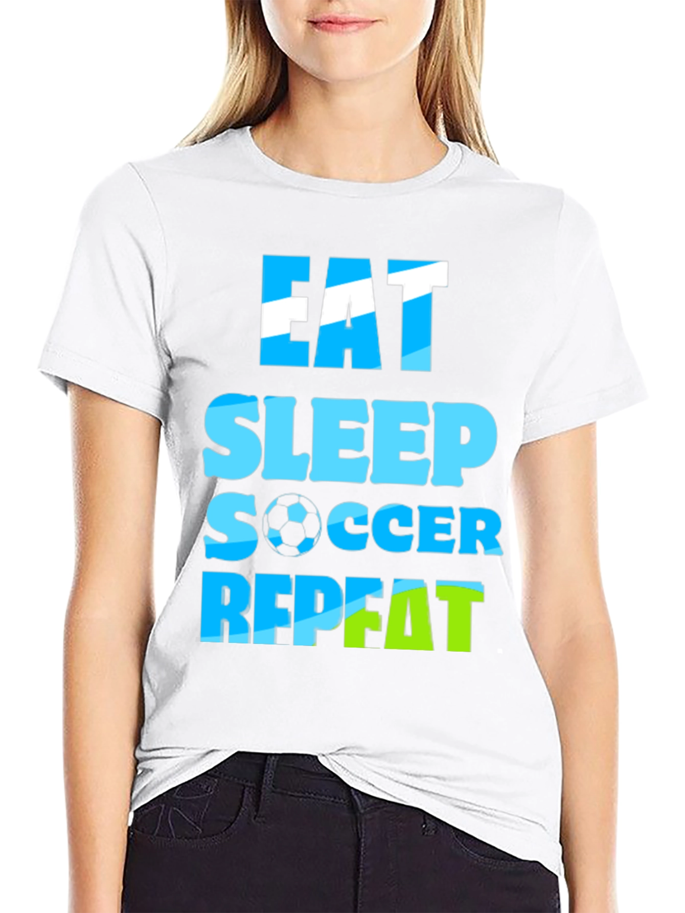 Eat Sleep Soccer Repeat Graphic Tee