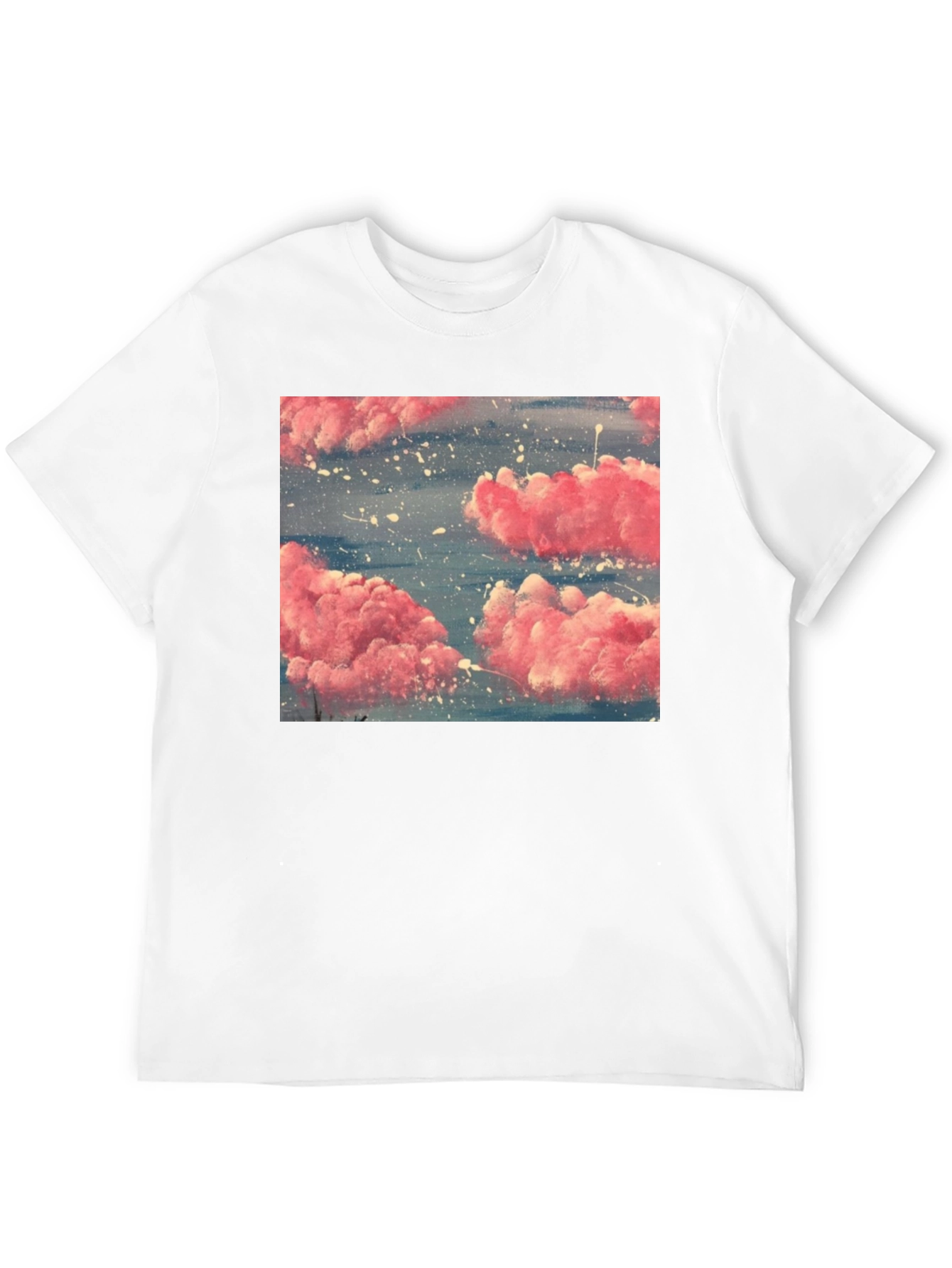 Pink Cloud Art Black T-Shirt