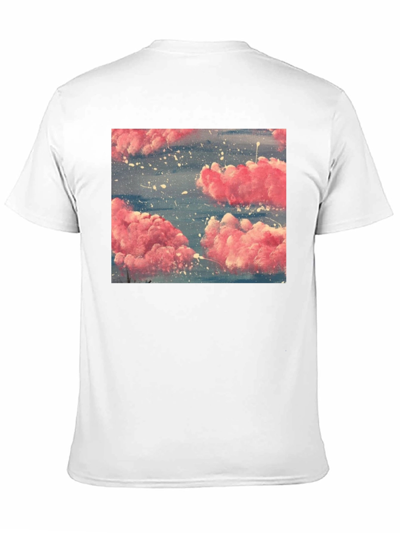 Pink Cloud Art Black T-Shirt