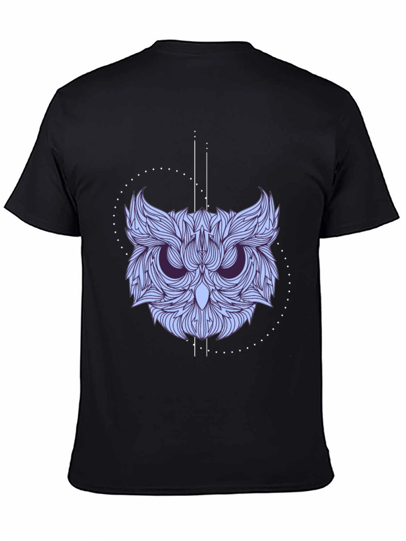 Geometric Owl Graphic Print Black Tee