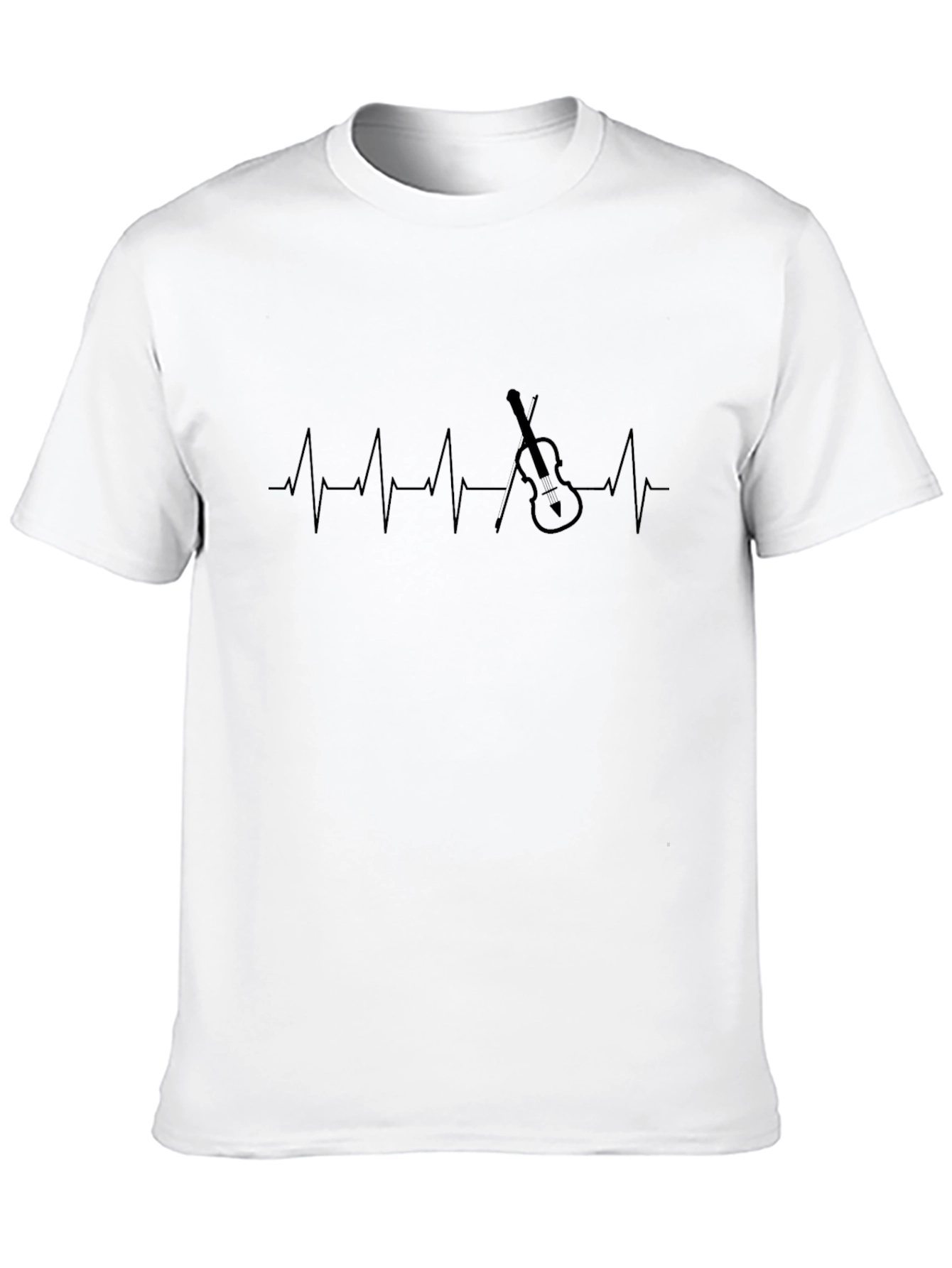 Violin Heartbeat Graphic T-Shirt - Black